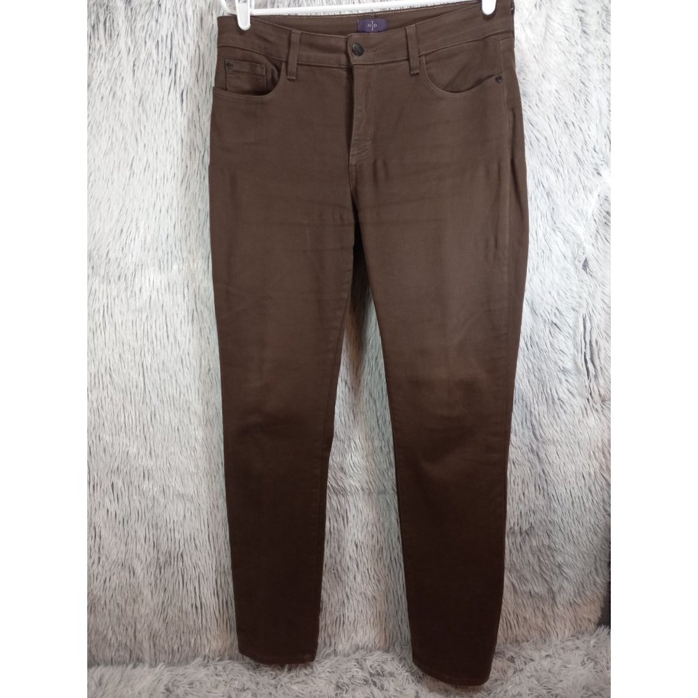 NYDJ Pants Womans 10 Brown Stretch Spandex Blend Lift Tuck Legging Bottoms